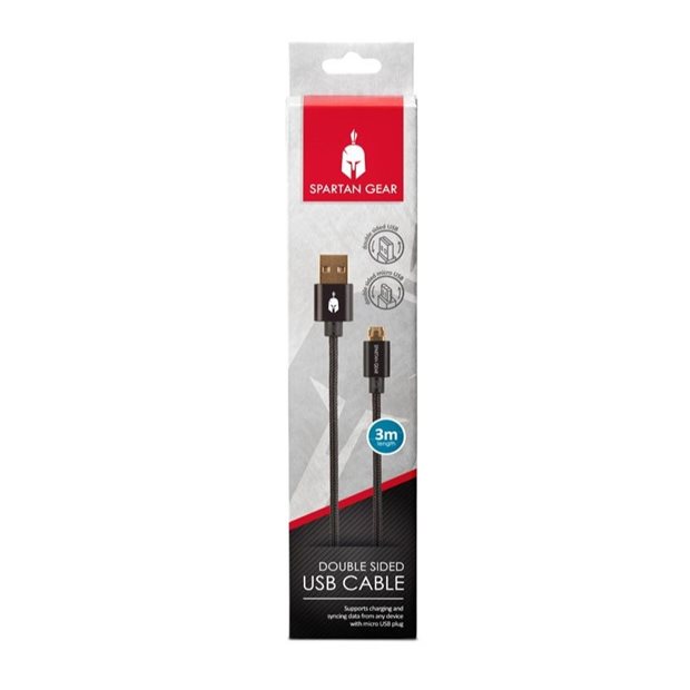 USB Καλώδιο MicroUSB - Spartan Gear | Μαύρο 050390