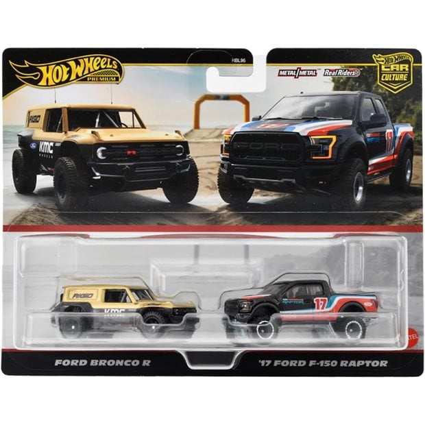 Hot Wheels Αυτοκινητάκια Premium Σετ των 2-Ford Bronco R και 17' Ford F-150 Raptor - HRR77