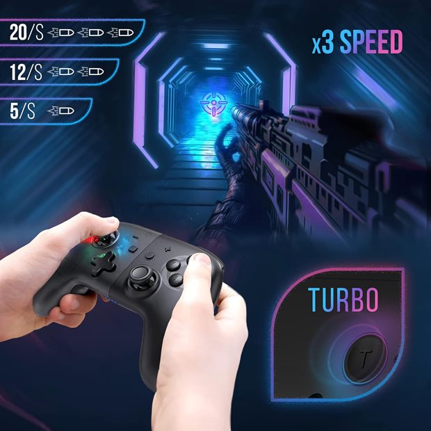 Bluetooth Controller For Nintendo Switch / PC / IOS / Android - Black Star - ONICTR1-SWI-BLK