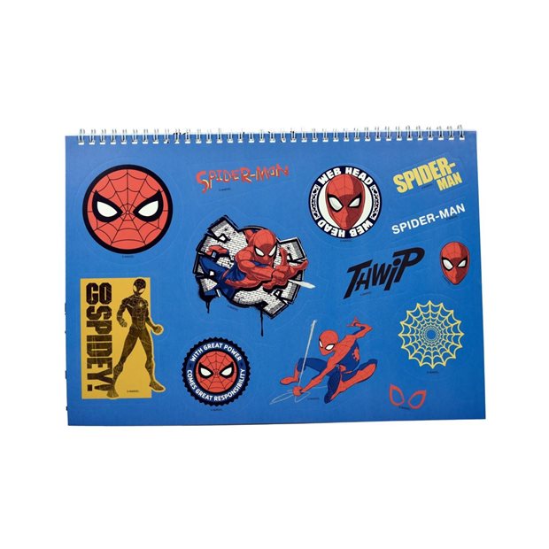 Μπλοκ Ζωγραφικής GIM Α4 40 Φύλλα Με Αυτοκόλλητα Spiderman - 337-06416