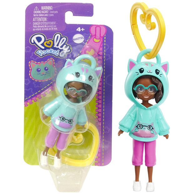 Κούκλα Polly Pocket Hoodie Buddy Cat - HKV99