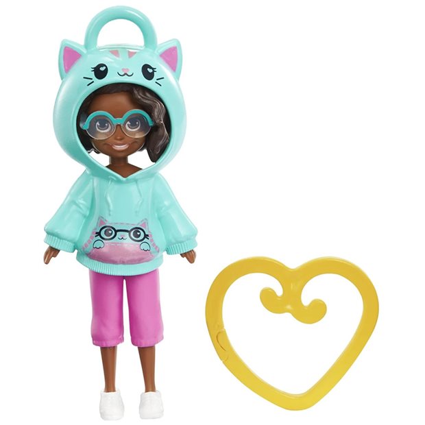Κούκλα Polly Pocket Hoodie Buddy Cat - HKV99