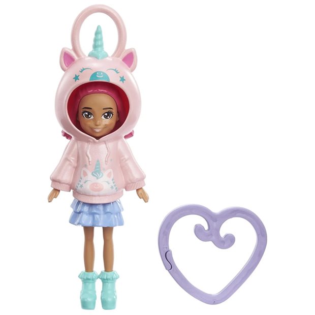 Κούκλα Polly Pocket Hoodie Buddy Unicorn - HKW02