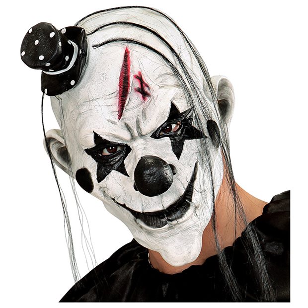 Αποκριάτικη Μάσκα Killer Clown Με Μαλλιά & Καπελάκι - 00848