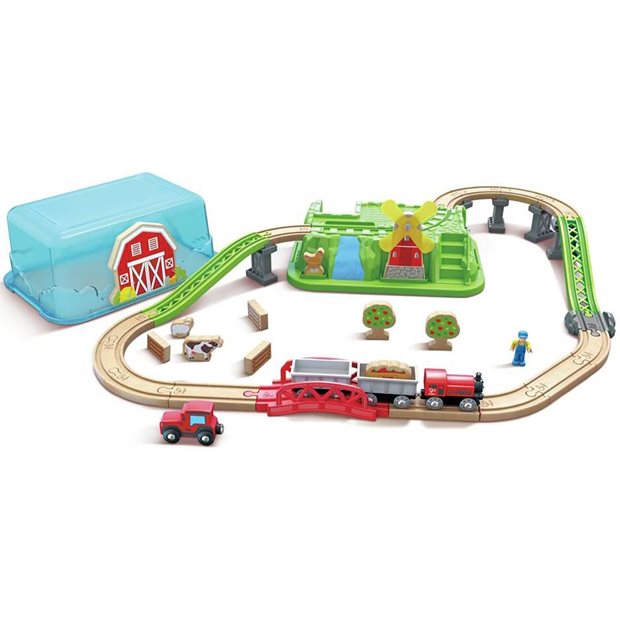 Ξυλινος Σιδηροδρομος Hape Countryside Train Bucket Set - E3772