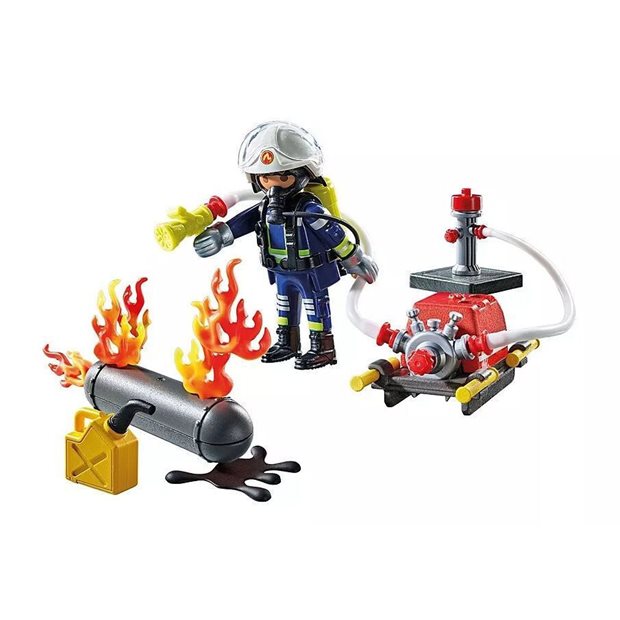 Playmobil Action Heroes Πυροσβέστης Με Αντλία Νερού - 71826
