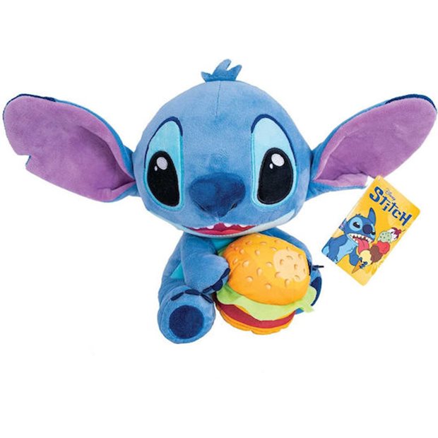 Λούτρινο Χνουδωτό Disney Stitch Με Burger 25cm - 1607-01732