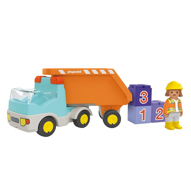 Playmobil Junior Ανατρεπόμενο Φορτηγό Με Εργάτη - 71685