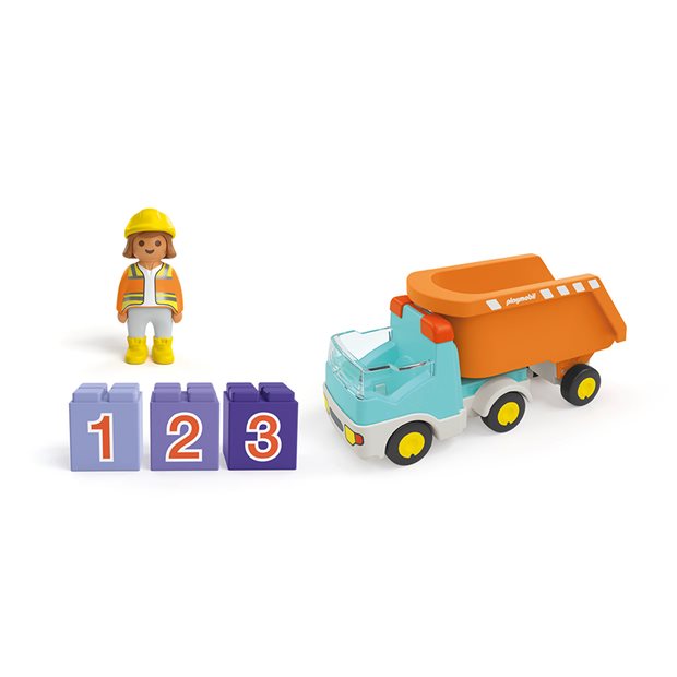 Playmobil Junior Ανατρεπόμενο Φορτηγό Με Εργάτη - 71685