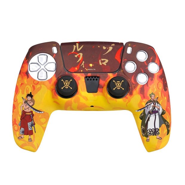 Σετ One Piece Fire Με Θήκη Σιλικόνης Για Χειριστήριο PS5 DualSense - OPPS5CKFIR