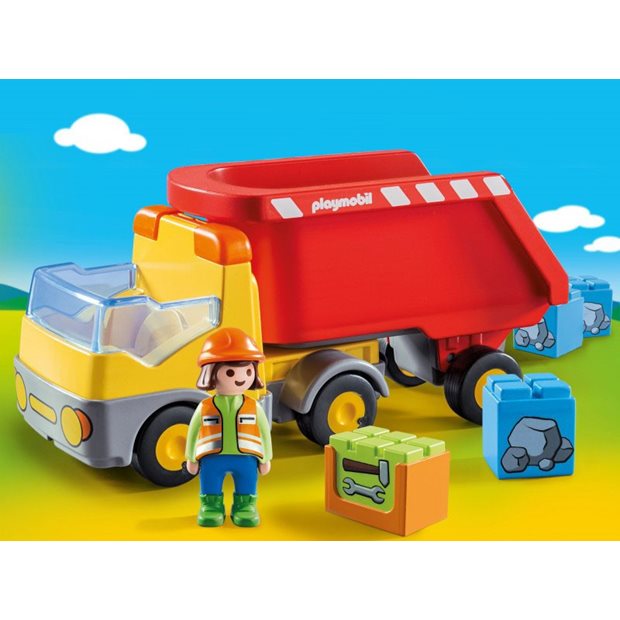 Playmobil 1.2.3 Ανατρεπόμενο Φορτηγό Με Εργάτη - 70126