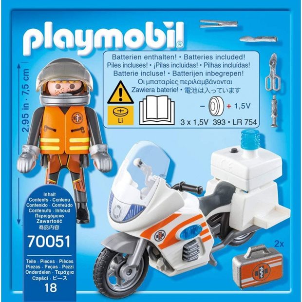Playmobil City Life Διασώστης Με Μοτοσικλέτα - 70051