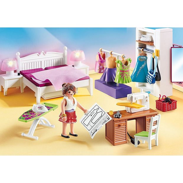 Playmobil Dollhouse Υπνοδωμάτιο Με Ατελιέ Ραπτικής - 70208