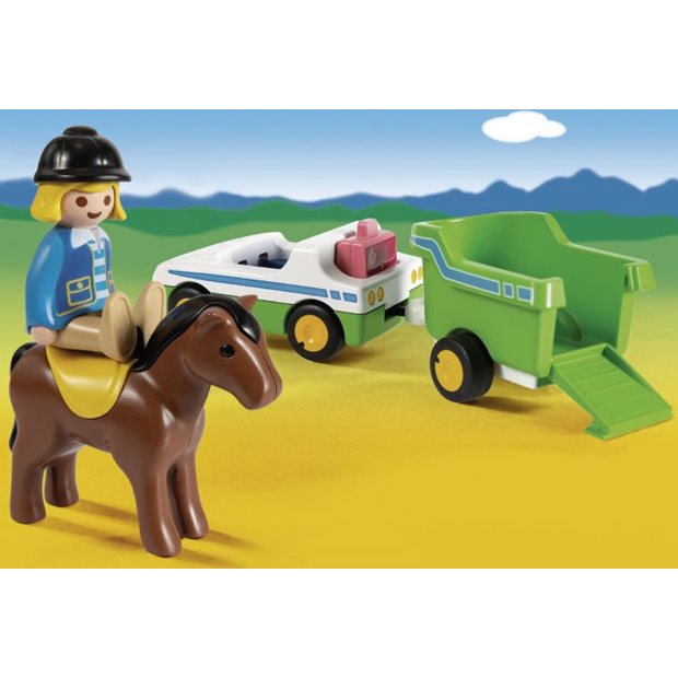 Playmobil 1.2.3 Όχημα Με Τρέιλερ Μεταφοράς Αλόγου - 70181