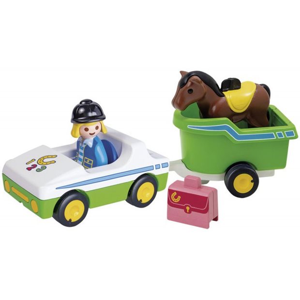 Playmobil 1.2.3 Όχημα Με Τρέιλερ Μεταφοράς Αλόγου - 70181