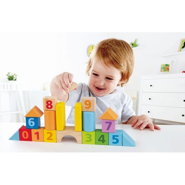 Hape Ξυλινο Σετ Τουβλακια Beech Block Count N' Build - E8388