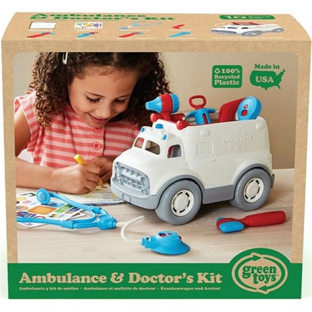 Green Toys Παιδικο Ασθενοφορο και Σετ Γιατρου - AMDK1313