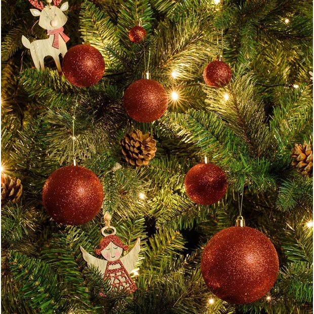 Χριστουγεννιάτικες Μπάλες Σετ 12Τμχ Με Glitter 2,5εκ Κόκκινες - 53168-1