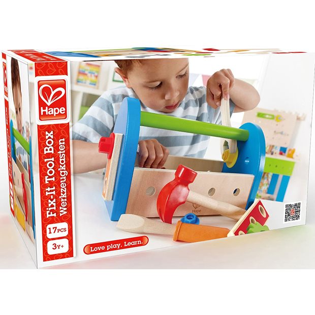 Hape Early Explorer Ξυλινο Κασελακι Εργαλειων Fix It Tool Box - E3001