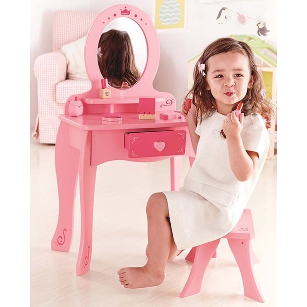 Ξυλινο Σετ Dresser Table & Stool Girl's Vanity Ροζ - E8350A