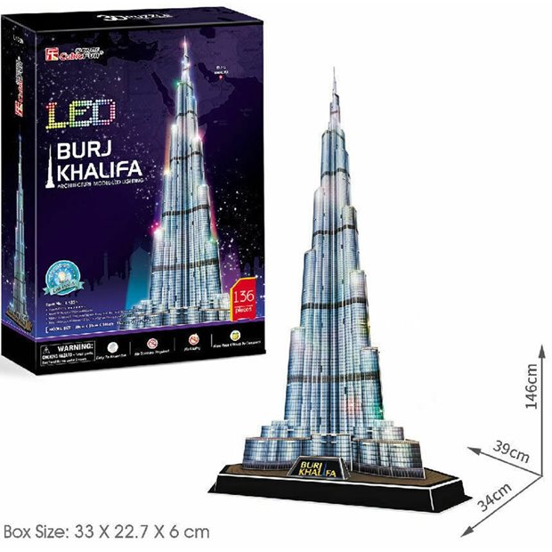 Παζλ 3D 136pcs Burj Khalifa Led Cubic Fun - L133h
