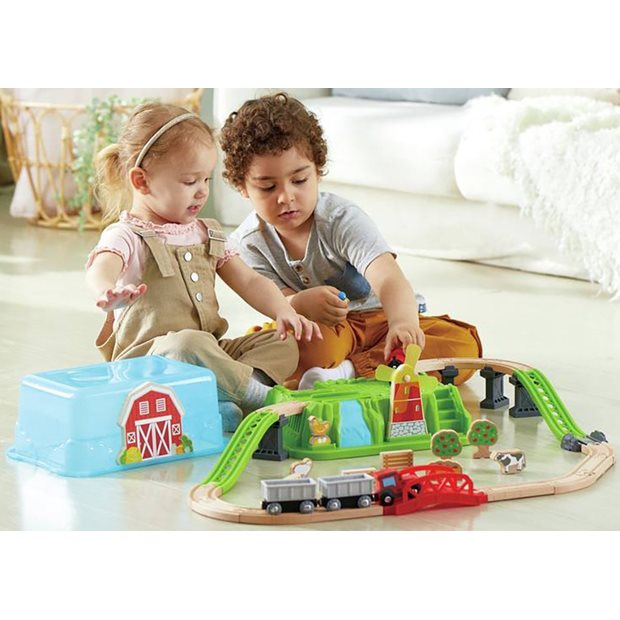 Ξυλινος Σιδηροδρομος Hape Countryside Train Bucket Set - E3772