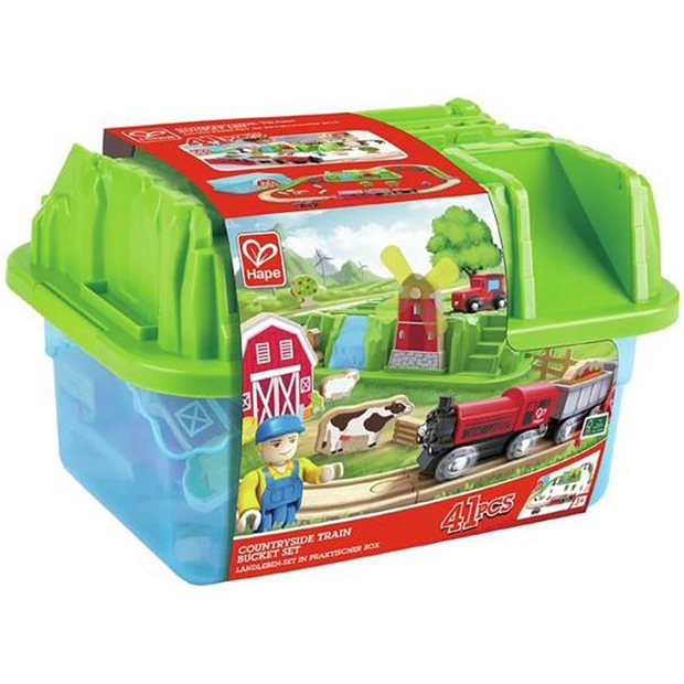 Ξυλινος Σιδηροδρομος Hape Countryside Train Bucket Set - E3772