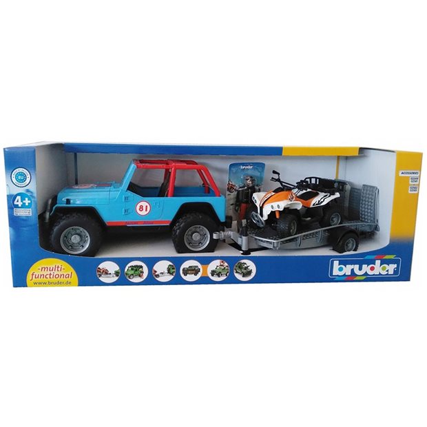 Bruder Jeep Μπλε Cross Με Οδηγο & Γουρουνα - BR001696