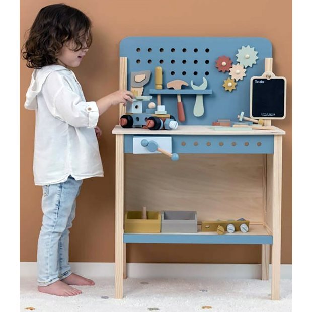 Ξυλινος Παγκος Εργασιας FSC Little Dutch Μπλε - LD7079