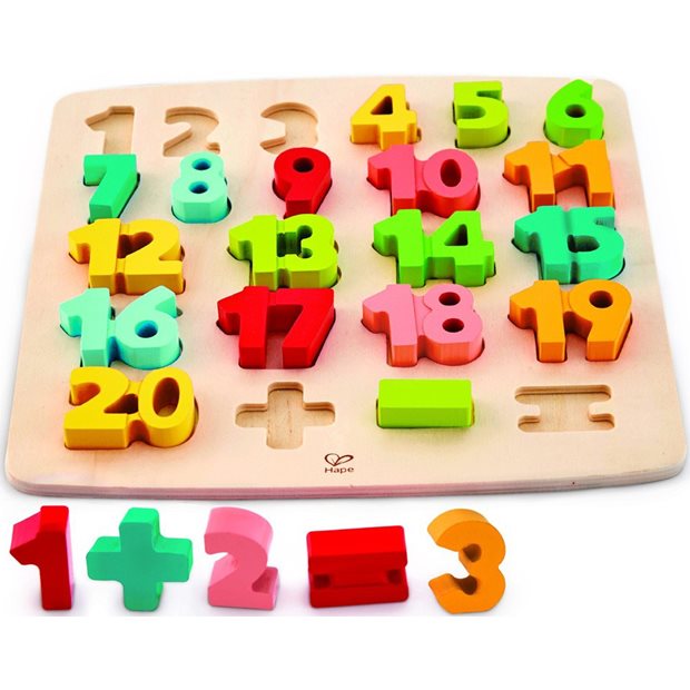 Ξυλινο Παζλ Αριθμοι Hape Happy Puzzles Chunky Number Math Peg - E1550A